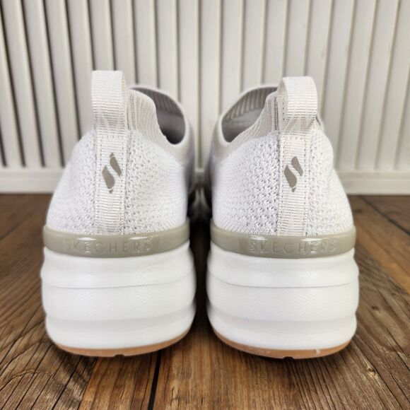 Skechers Billion Over The Top Women's 10 White Slip On Knit Walking Shoes 155627 - Picture 4 of 9